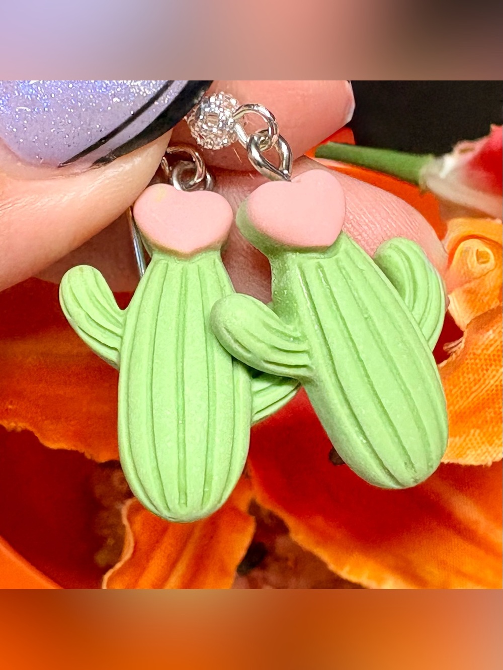 🌵Charming Green Cactus Heart Dangle Earrings - Women Jewelry
